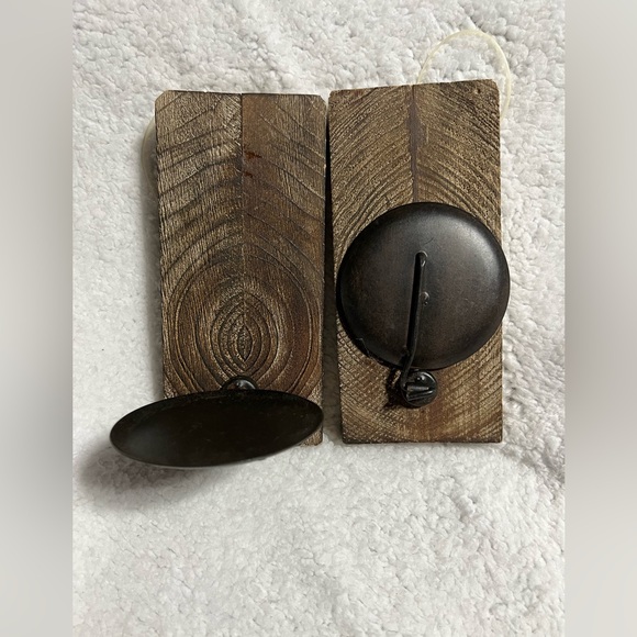 Rustic wood candle holders set of two - Picture 3 of 3